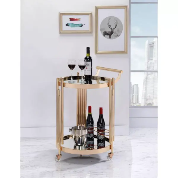 Ordlen Glass Top Serving Cart Gold - miBasics