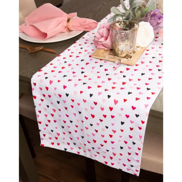 72"x14" Confetti Hearts Print Table Runner Pink - Design Imports