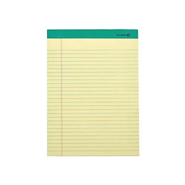 MyOfficeInnovations 100% Recy Perforated Notepads Canary 8-1/2" x 11-3/4" Wide Ruled 12/PK 815592