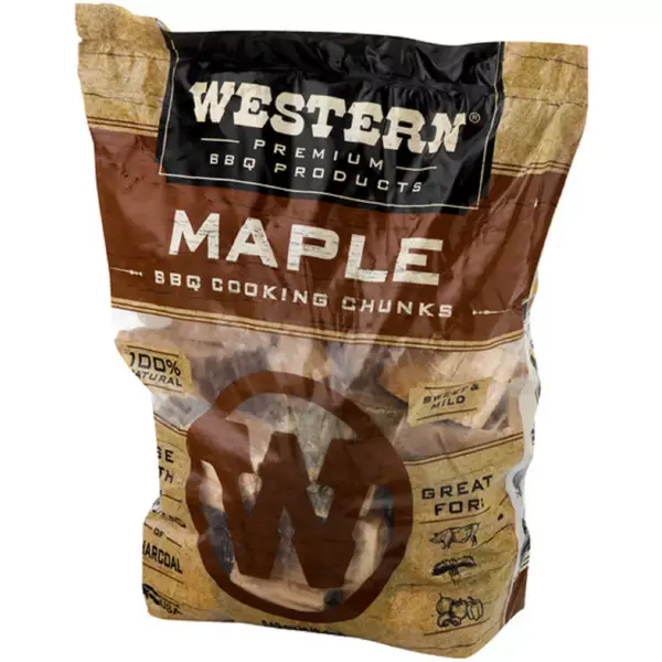 Western BBQ Maple Barbecue Flavor Wood Cooking Chunks for Grilling and Smoking Poultry, Pork, and Vegetables (2-Pack)