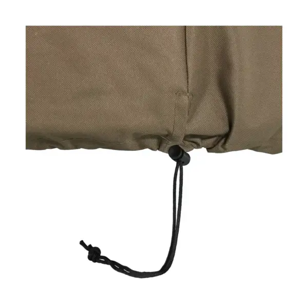 Sunnydaze Outdoor Heavy-Duty Weather-Resistant PVC and 300D Polyester Round Fire Pit Cover with Drawstring Closure - 58" - Khaki