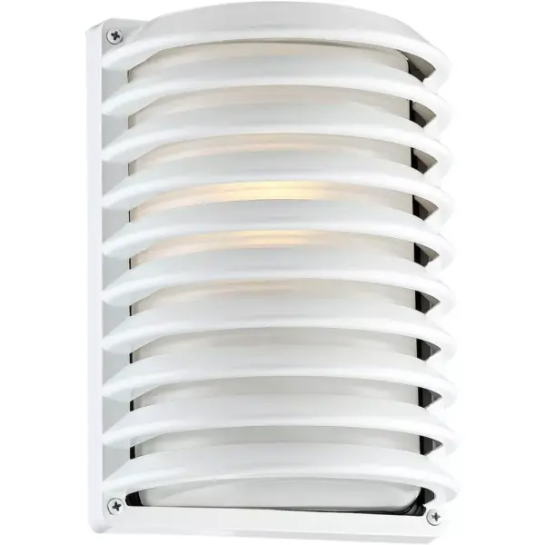 John Timberland Modern Outdoor Wall Light Fixture Sleek White Banded Grid 10" Frosted Glass for Exterior House Porch Patio Deck