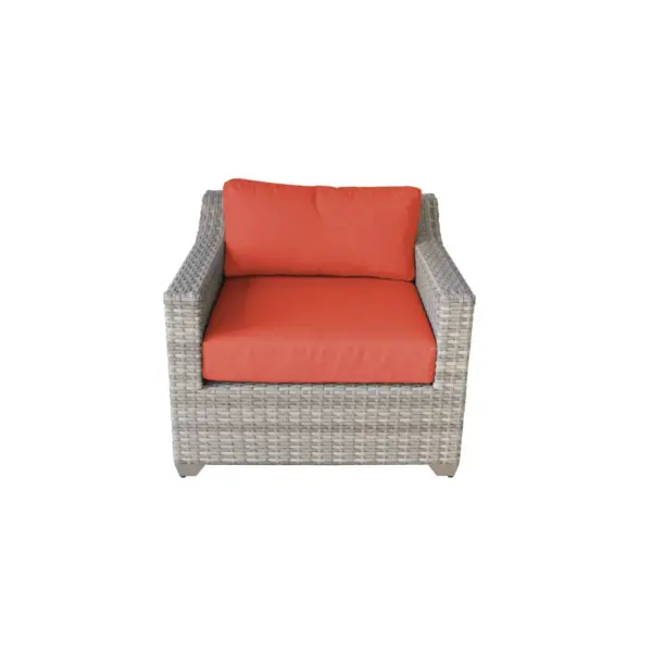 Fairmont 8pc Patio Sectional Seating Set with Club Chairs & Cushions - Tangerine - TK Classics