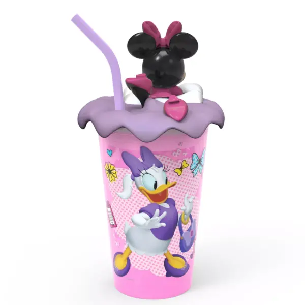 Mickey Mouse & Friends Minnie Mouse 15oz Plastic Cup With Lid And Straw Pink/Purple