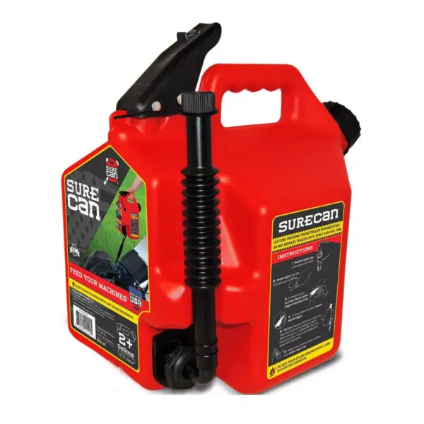 SureCan Self Venting Easy Pour Nozzle 2 Plus Gallon Flow Control Gas Can, Red