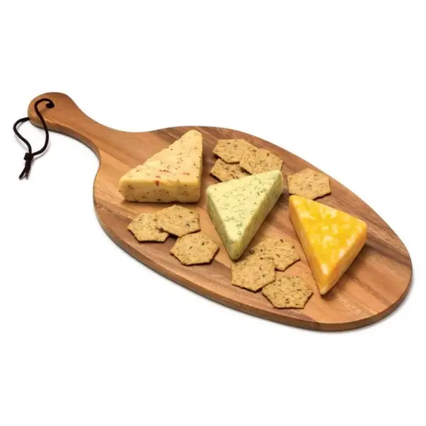 Lipper International 1125 Decorative Acacia Wood Oblong-Shaped Paddle Board Serving Tray for Appetizers