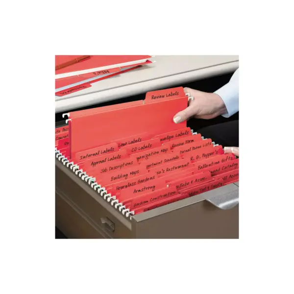 Smead FasTab Hanging File Folders Letter Red 20/Box 64096