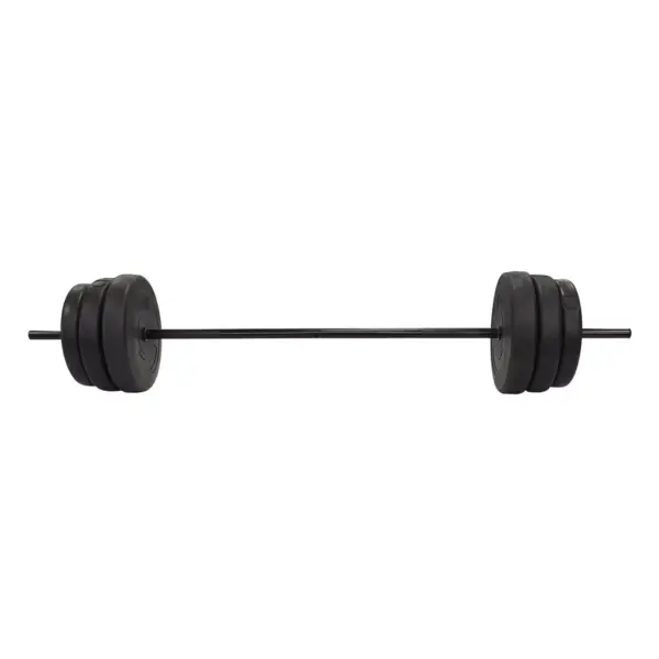 Everyday Essentials Steel Barbell Weight Lifting Set with Spring Clip Collars, 100 Pounds and 1/2 Inch Thick Floor Exercise Mat, Gray