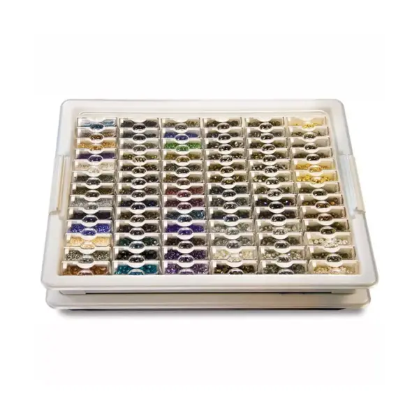 Elizabeth Ward Bead Storage Solutions 82 Piece Stackable Organizer Tray with Lid, 78 Compartments for Seed Beads, Crystals, and Craft Supplies Clear