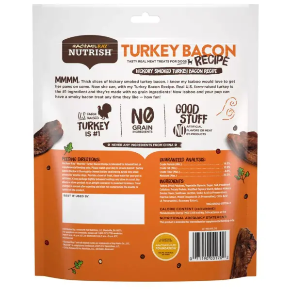 Rachael Ray Nutrish Hickory Smoked Turkey Bacon Jerky Dog Treats - 12oz