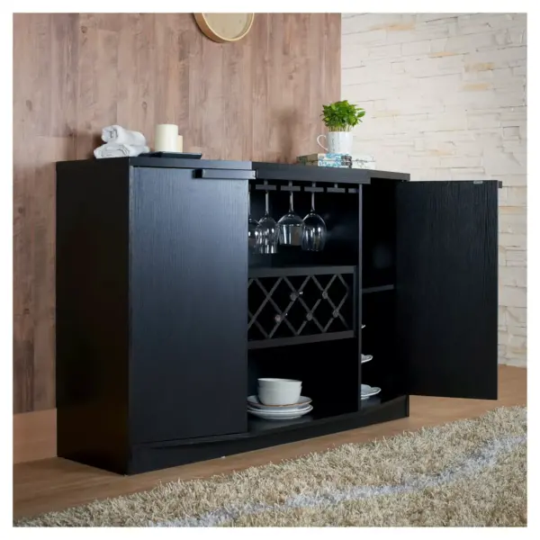 Rosio Transitional Criss Cross Wine Storage Dining Buffet Vintage Walnut - HOMES: Inside + Out