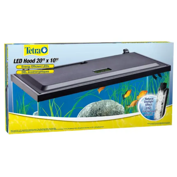 Tetra LED Hood 20 Inches By 10 Inches, Low-Profile Aquarium Hood With Hidden Lighting