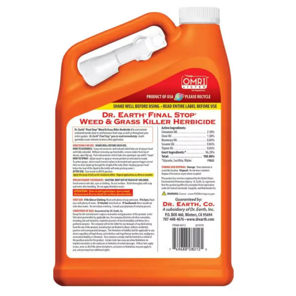 Dr Earth Ready to Use Weed and Grass Killer - 1 gallon