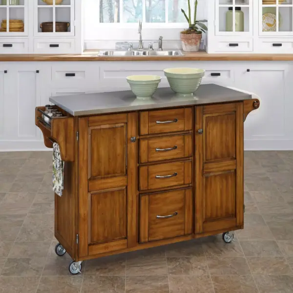 Kitchen Carts And Islands with Stainless Top Silver - Home Styles