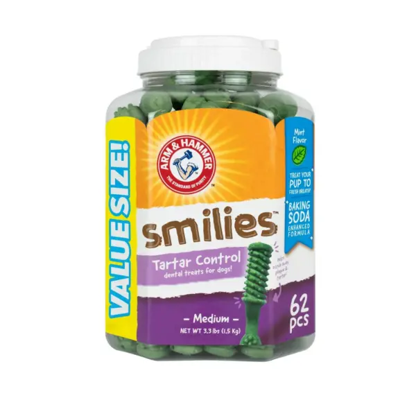 Arm & Hammer Smilies Tartar Control Dental Dog Treats - 62ct