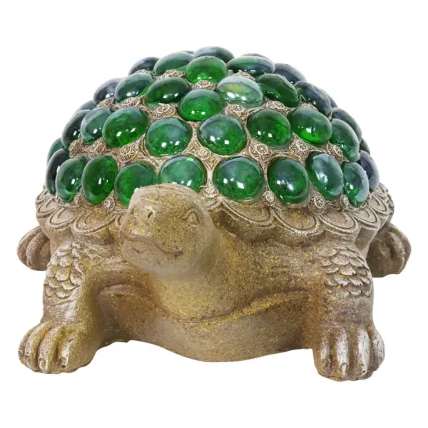 6.85" Glass Beaded Turtle Statue Green - Exhart