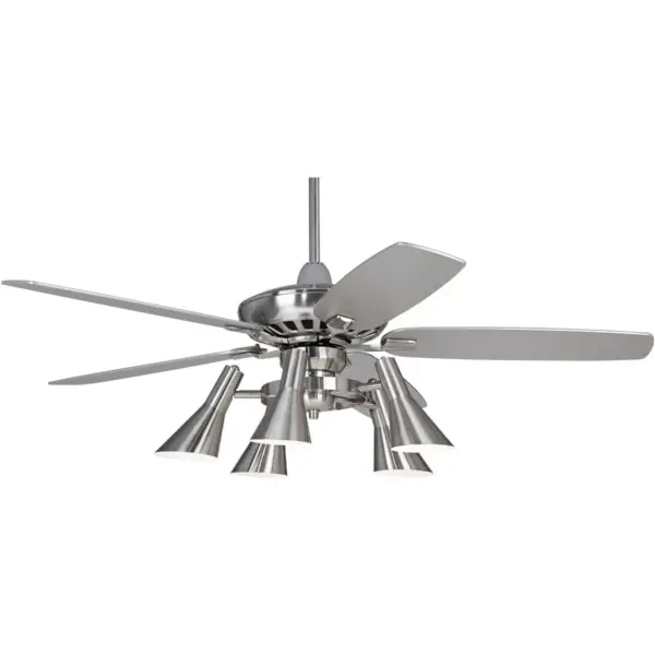 52" Casa Vieja Retro Ceiling Fan with Light Kit LED Dimmable Remote Brushed Nickel Silver 5-Light for Living Room Kitchen Bedroom