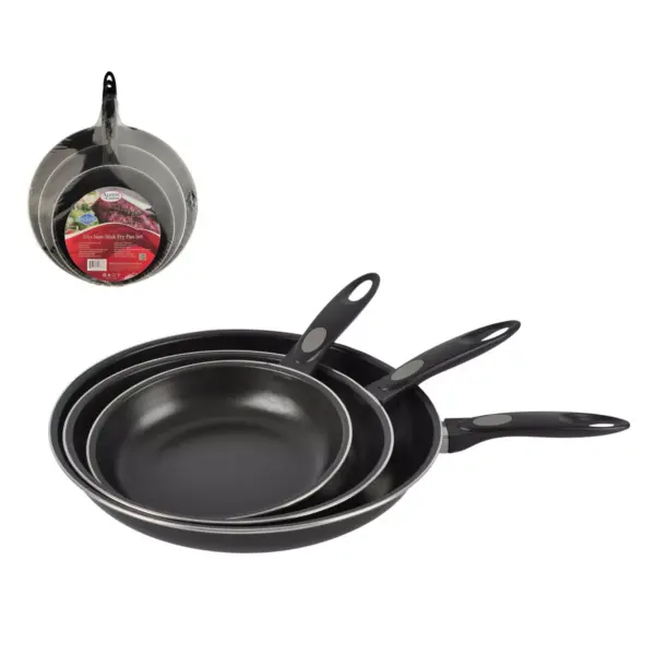 Alpine Cuisine 3 Piece 7, 9.5, & 11 Inch Carbon Steel Non Stick Frying Pan Set