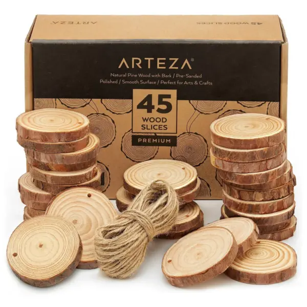 Arteza Wood Cutout Slices Art Set - 45 Pack (ARTZ-8756)