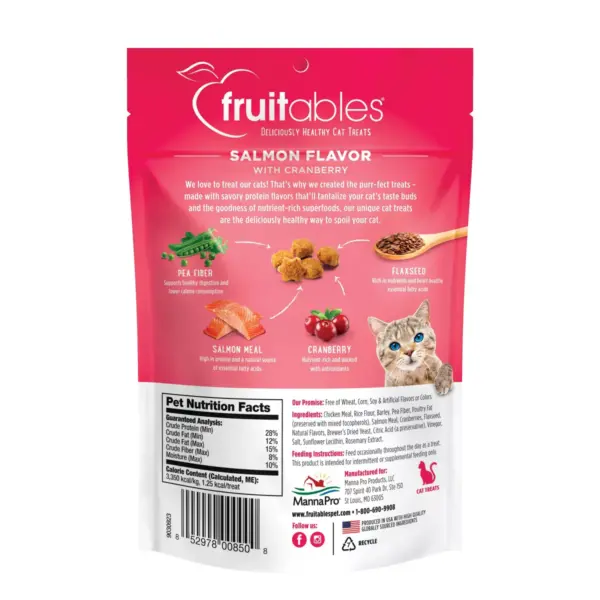 Fruitables Healthy Low Calorie Salmon and Cranberry Crunchy Cat Treat - 2.5oz