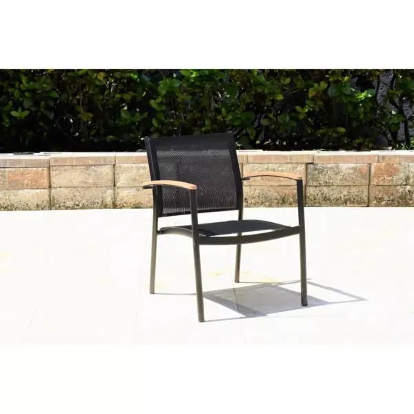 Veronica 2pk Deluxe Patio Stacking Sofa Sling Chairs - Black - Amazonia