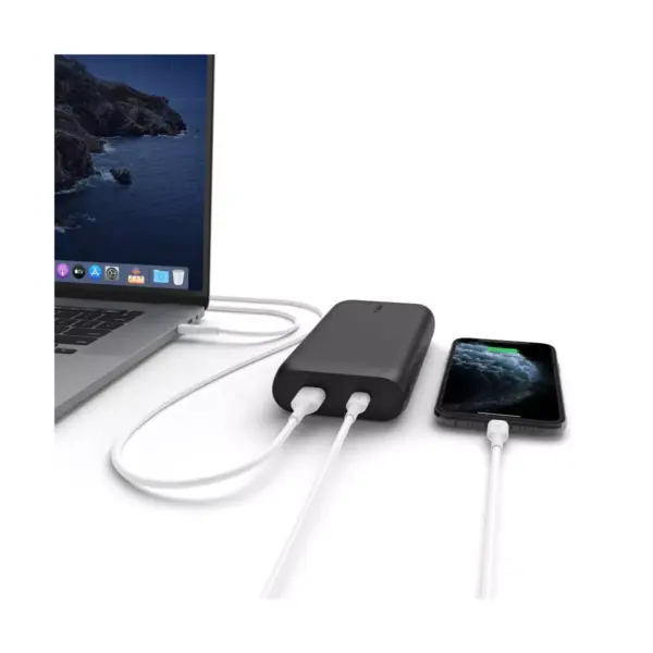 Belkin 20000mAh 2-port Power Bank with 30W Power Delivery and 2ft USB-C to USB-C cable - Black