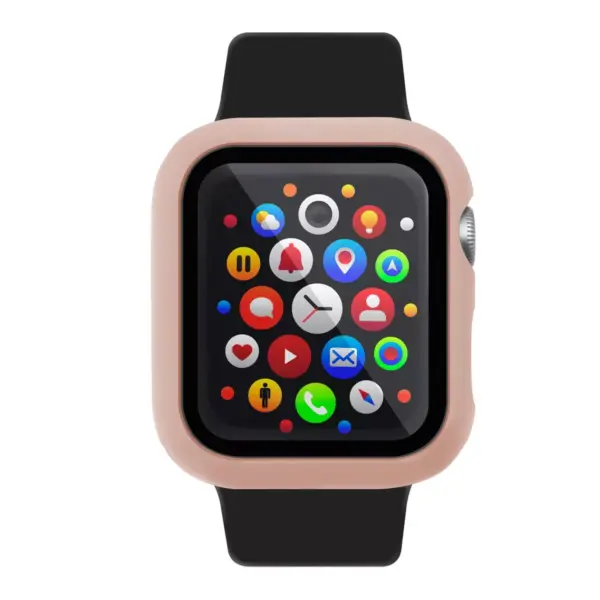 Insten Case Compatible with Apple Watch 44mm Series SE 6 5 4, Matte Hard Cover, Built in Tempered Glass Screen Protector, Full Protection, Pink