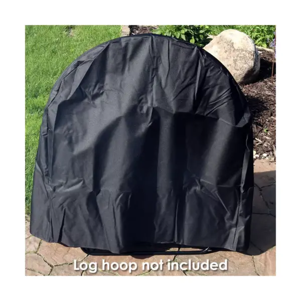 Sunnydaze Outdoor Weather-Resistant Durable Polyester with PVC Backing Firewood Log Hoop Cover - 48" - Black