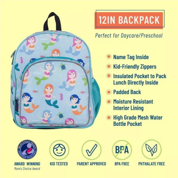 Wildkin 12.5" Olive Pack 'n Snack Kids' Backpack - Blue Mermaids