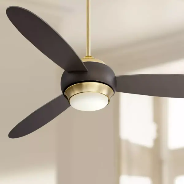 54" Casa Vieja Modern Ceiling Fan with Light LED Dimmable Bronze and Soft Brass for Living Room Kitchen Bedroom Dining