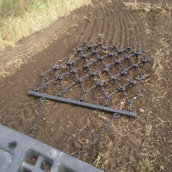 Field Tuff 4 x 4 Foot Steel Durable Drag Rake Field Leveling ATV UTV Tractor Drag Harrow with 0.5 Inch Thick Teeth, Black