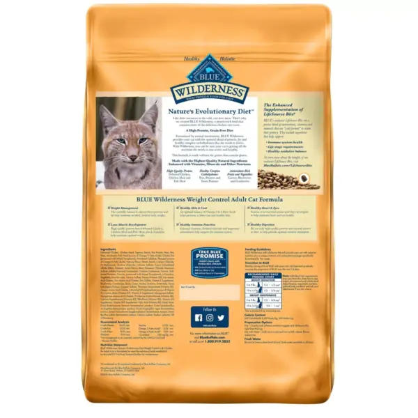 Blue Buffalo Wilderness Grain Free Weight Control with Chicken Adult Premium Dry Cat Food - 9.5lbs