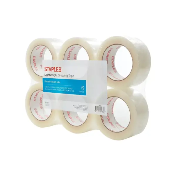 Staples Packing Tape 3" Core Clear 1.88" x 109.4 Yards 6/Pk 815059