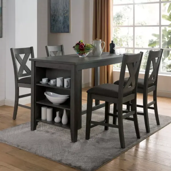 5pc Larkridge Rustic Counter Height Dining Set Gray/Charcoal - HOMES: Inside + Out