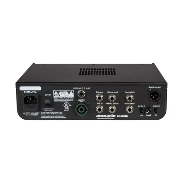 Acoustic B600HD 600W Bass Amp Head