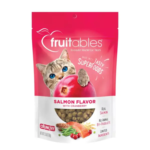 Fruitables Healthy Low Calorie Salmon and Cranberry Crunchy Cat Treat - 2.5oz