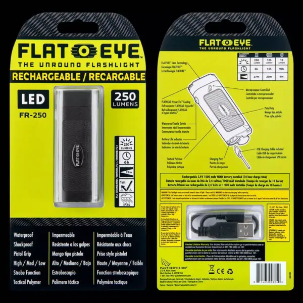 FLATEYE FR-250 LED Rechargeable Mini Flashlight - Black