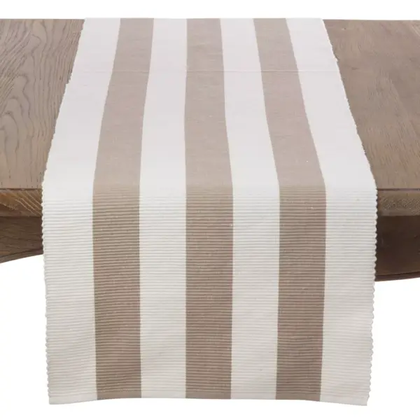 Taupe Classic Stripe Design Table Runner (16"x72") - Saro Lifestyle