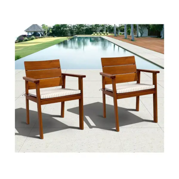 Nelson 5pc Patio Eucalyptus Wood Round Dining Set - International Home Miami