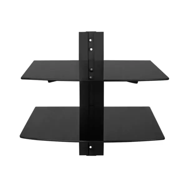 MegaMounts Tempered Glass Double Shelf Single Stud Wall Mount