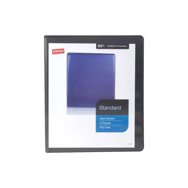 Staples Standard 1/2" 3-Ring View Binder Black (26425-CC) 82616