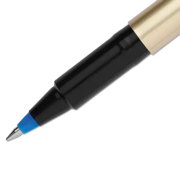 uni-ball Deluxe Stick Roller Ball Pen Fine 0.7mm Blue Ink Champagne BarrelStand 60053