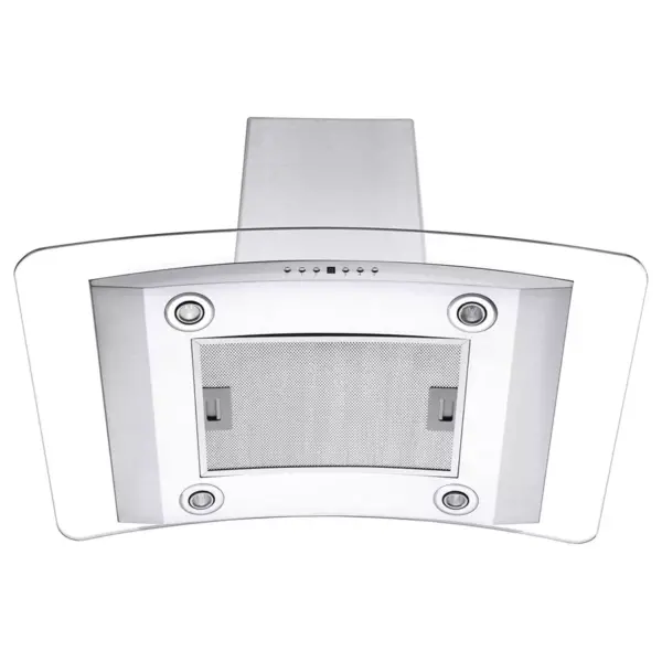 ZLINE GL14i-36 400 CFM 36 Inch Middle Island Mount Ductless Range Hood with 4 Speed Motor and LED Lights, Stainless Steel and Glass Style