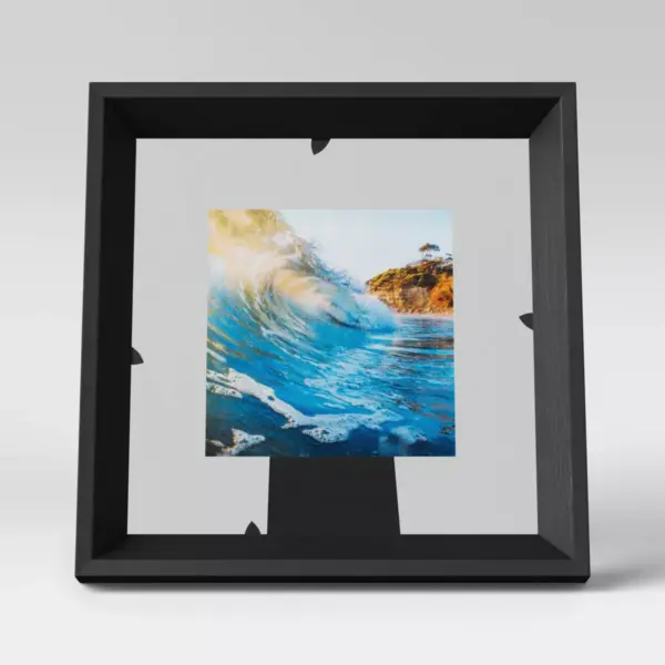 4" x 4" Wedge Floating Picture Frame Black - Room Essentials™