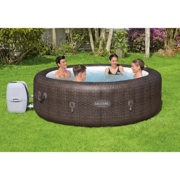 Bestway SaluSpa 85 x 28 Inch 5 to 7 Person Outdoor Inflatable Portable St Moritz AirJet Hot Tub Pool Spa with Cover, Pump, and Filter