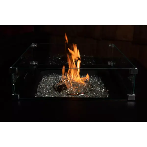 Tempered Glass Wind Guard for Square LPG Fire Pit - Fire Sense