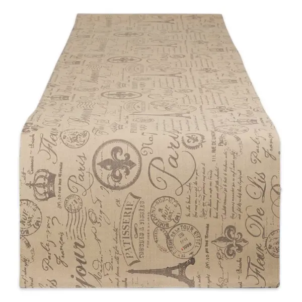 Black French Flourish Printed Table Runner - Design Imports