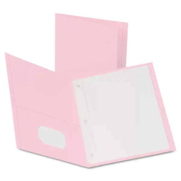 Oxford Twin-Pocket Folders with 3 Fasteners Letter 1/2" Capacity Pink 25/Box 57768