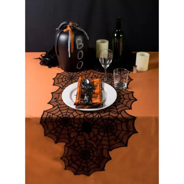 Halloween Lace Table Runner Black - Design Imports