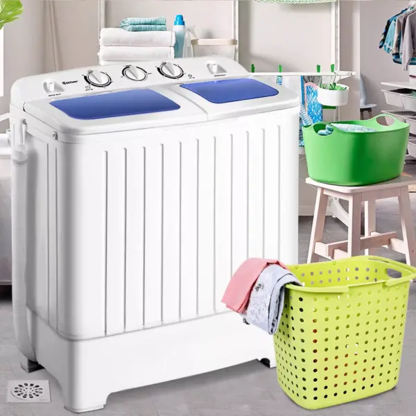 Costway Portable Mini Compact Twin Tub 17.6lb Washing Machine Washer Spin Dryer